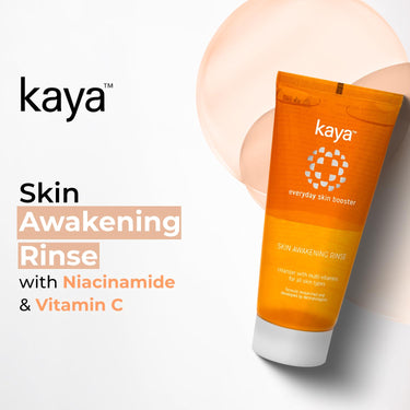 Kaya Clinic Skin Awakening Rinse with Niacinamide, Vitamin C, A & E, Vitamin C Face Wash, Vitamin C Cleanser, Brightening Face Wash, Daily Use Face Wash for All Skin Types, 100ml